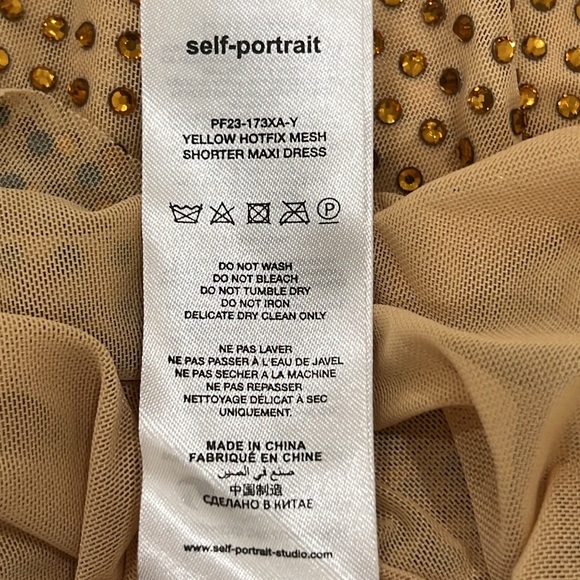 self-portrait YELLOW RHINESTONE MESH MIDI DRESS - Picture 13 of 14